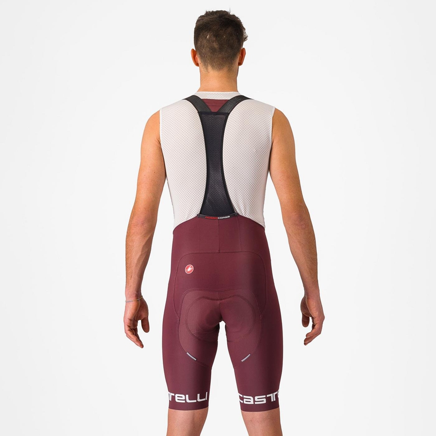 Castelli FREE AERO RC CLASSIC Korte Broek Met Slabbetje Heren Diepbordeaux Wit | GZE603985