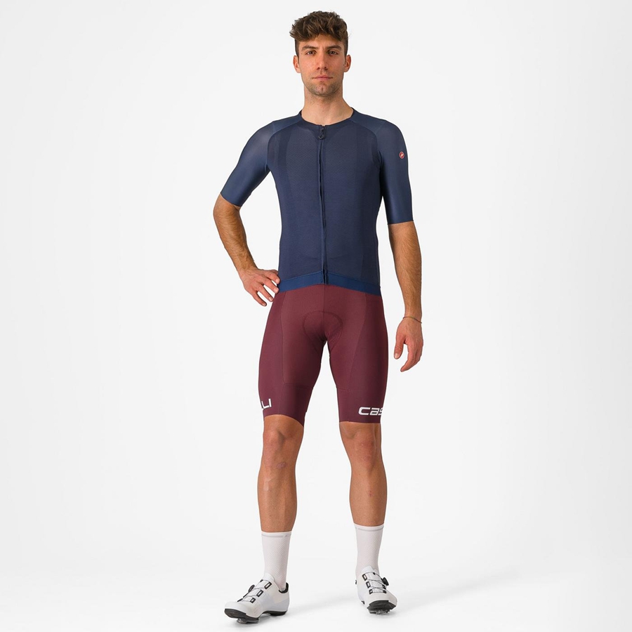 Castelli FREE AERO RC CLASSIC Korte Broek Met Slabbetje Heren Diepbordeaux Wit | GZE603985