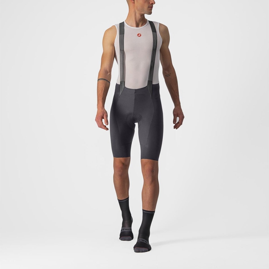 Castelli FREE AERO RC Korte Broek Met Slabbetje Heren Donkergrijs | LNU286431