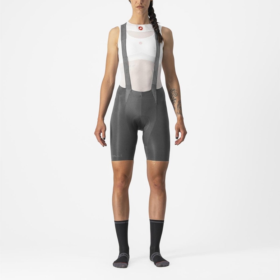 Castelli FREE AERO RC W Korte Broek Met Slabbetje Dames Grijs | XBQ078419