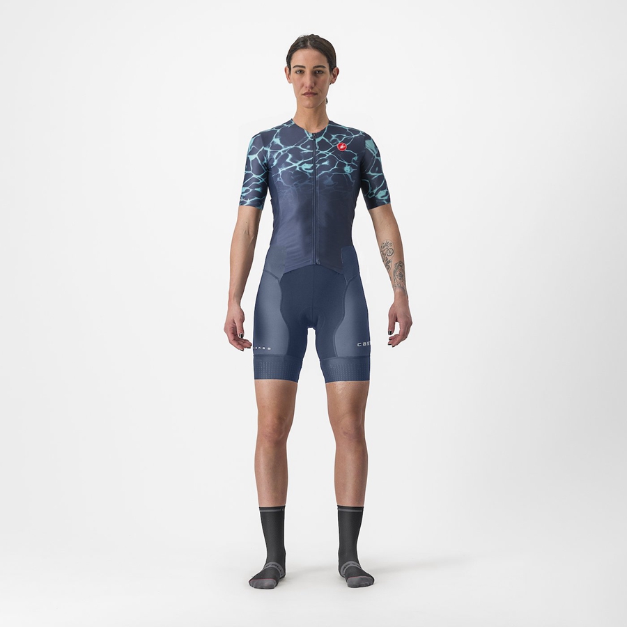 Castelli FREE SANREMO 2 W SHORT SLEEVE Pakken Dames Blauw Lichtturquoise | URM362548