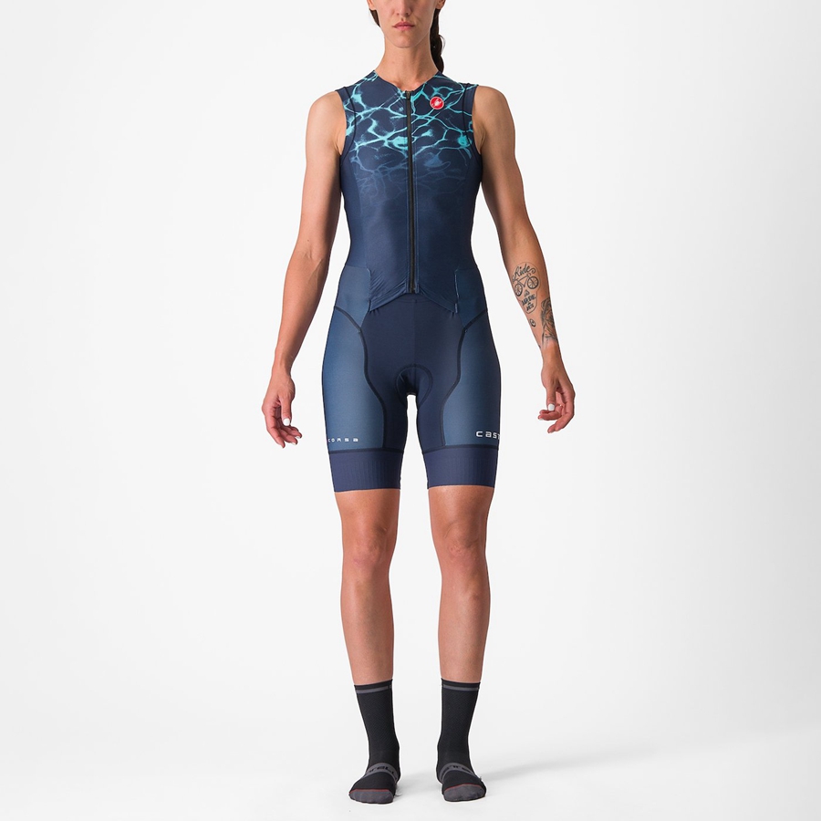 Castelli FREE SANREMO W SLEEVELESS Pakken Dames Blauw Lichtturquoise | FAX745019