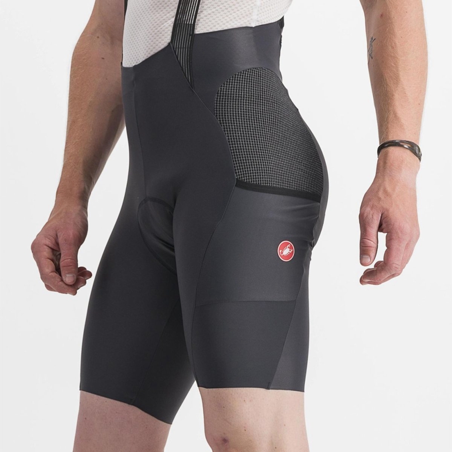 Castelli FREE UNLIMITED Korte Broek Met Slabbetje Heren Donkergrijs | YPI542601