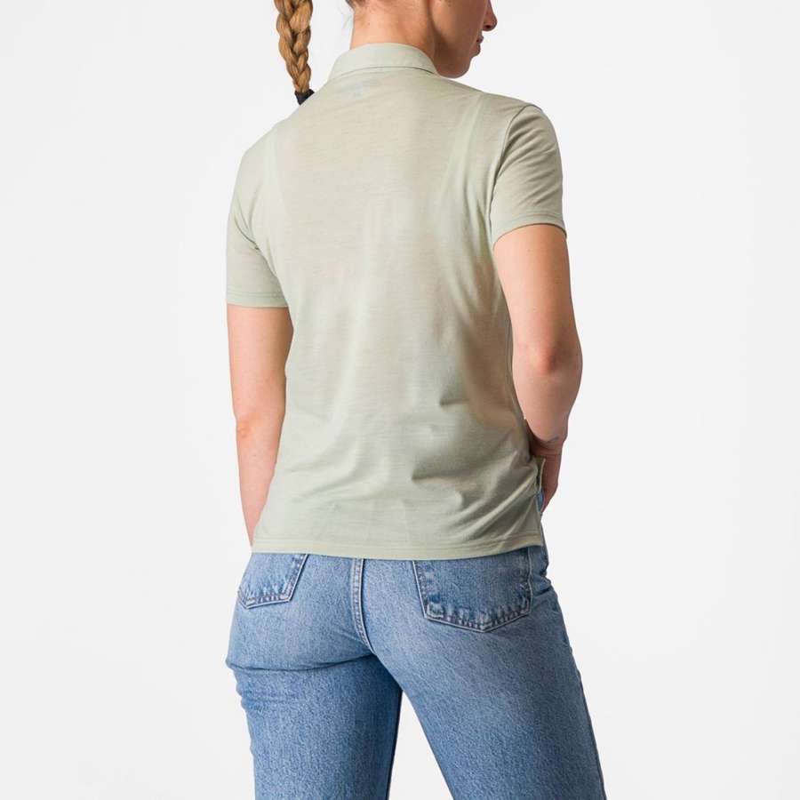 Castelli MERINO W POLO Casual Dames Groen | ZWR831402