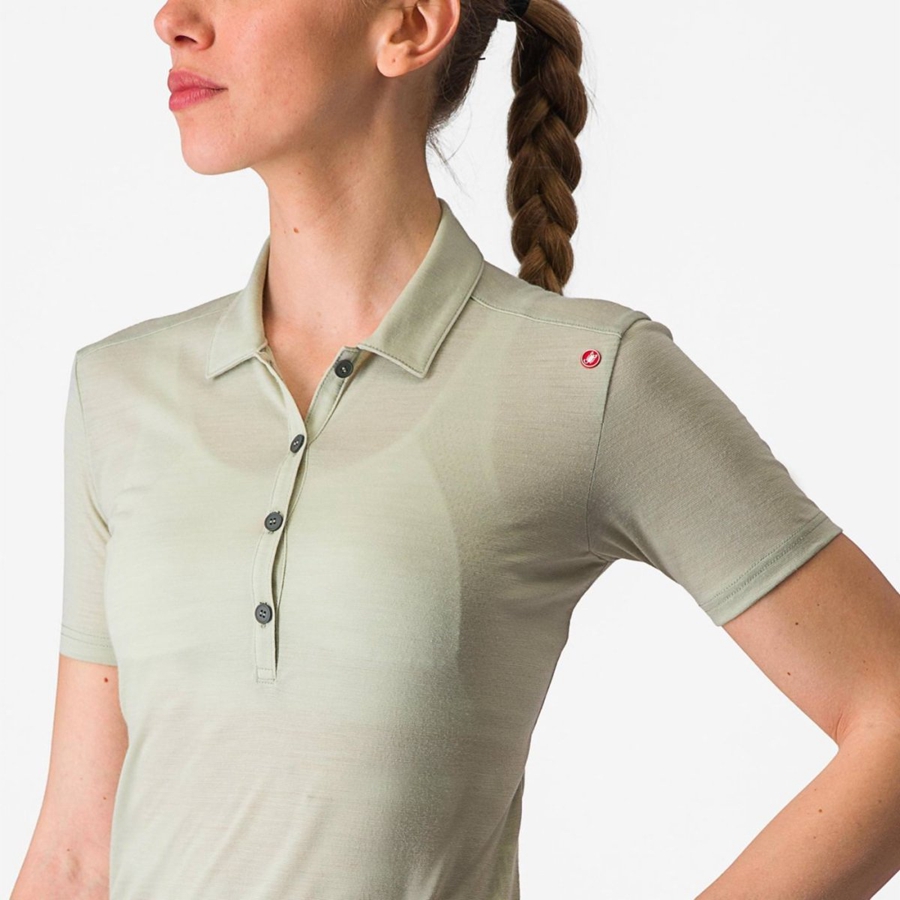 Castelli MERINO W POLO Casual Dames Groen | ZWR831402