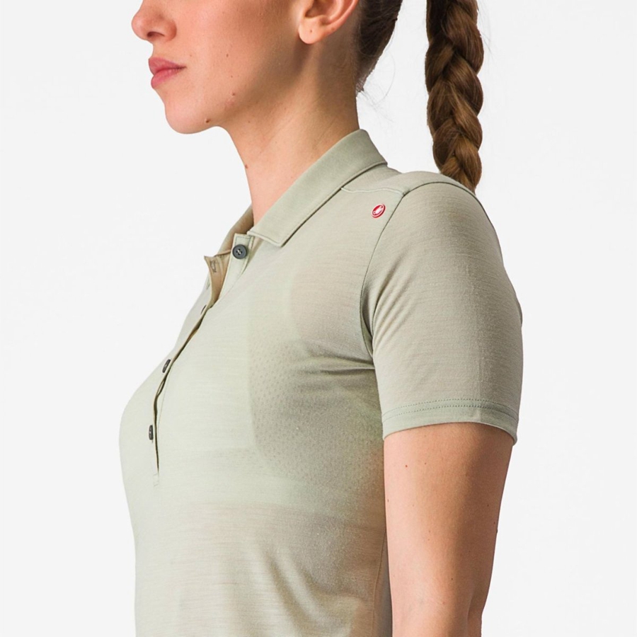 Castelli MERINO W POLO Casual Dames Groen | ZWR831402