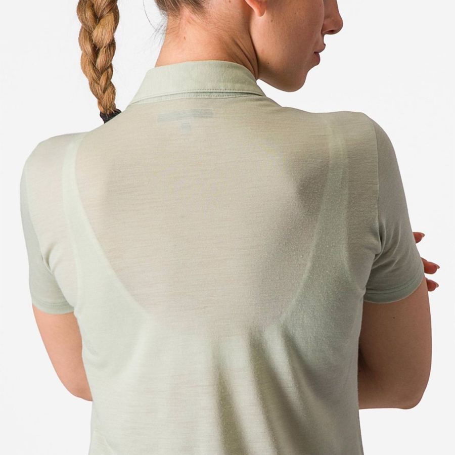 Castelli MERINO W POLO Casual Dames Groen | ZWR831402