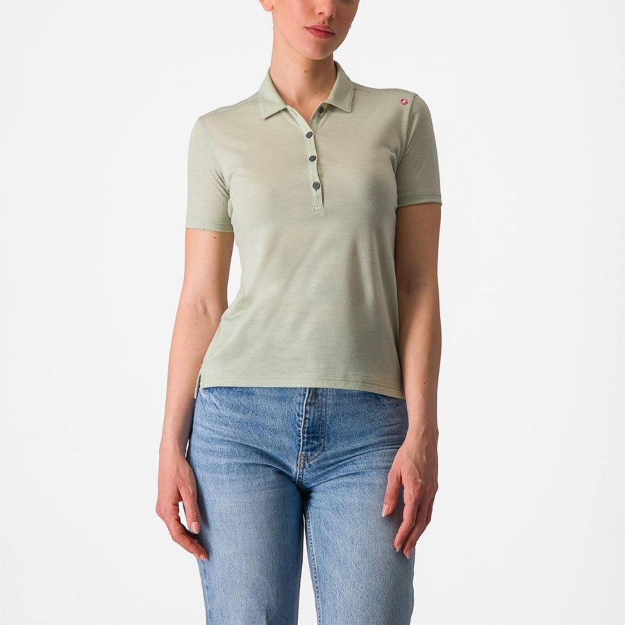 Castelli MERINO W POLO Casual Dames Groen | ZWR831402