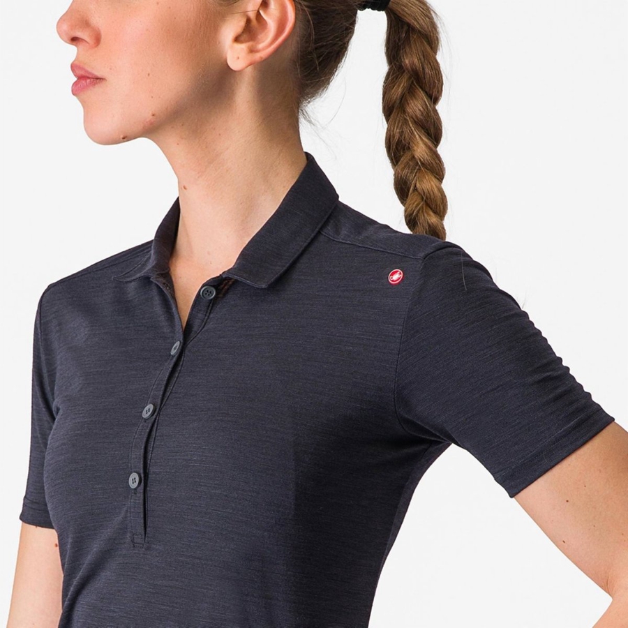 Castelli MERINO W POLO Casual Dames Zwart | AKV952768