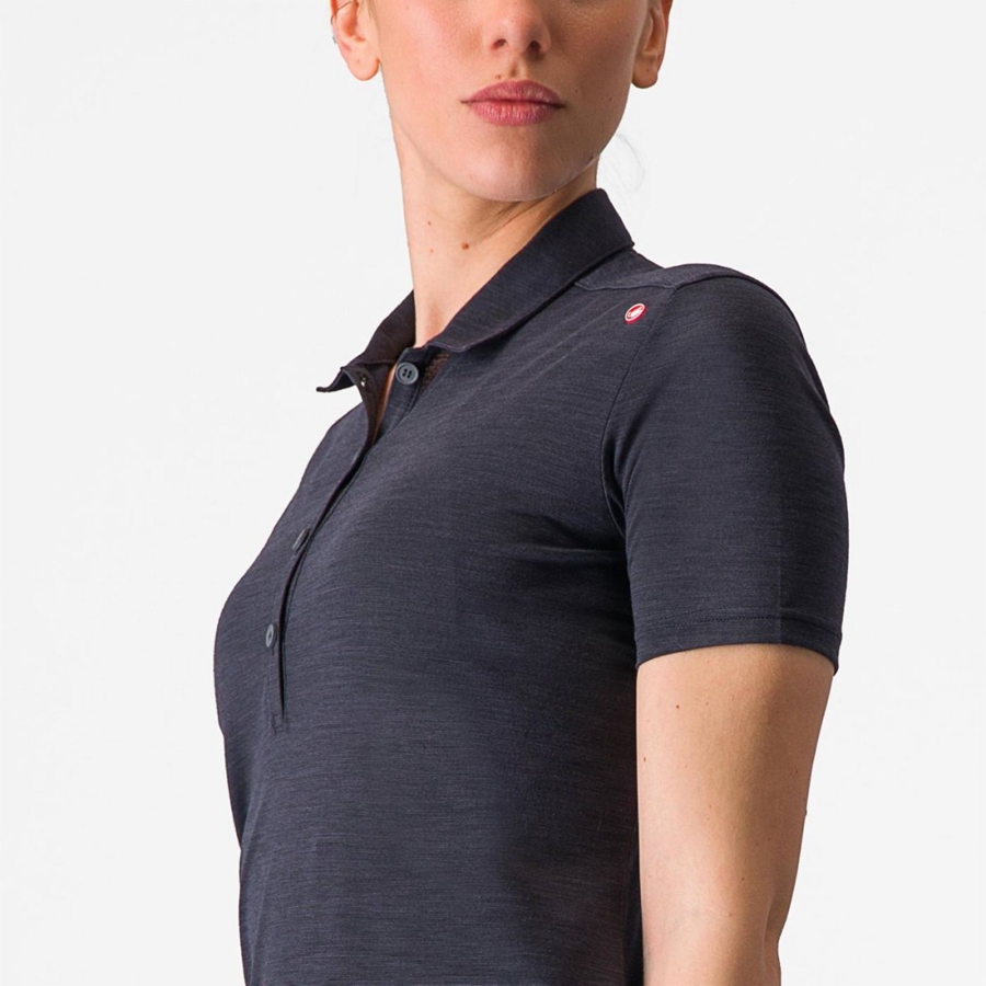 Castelli MERINO W POLO Casual Dames Zwart | AKV952768