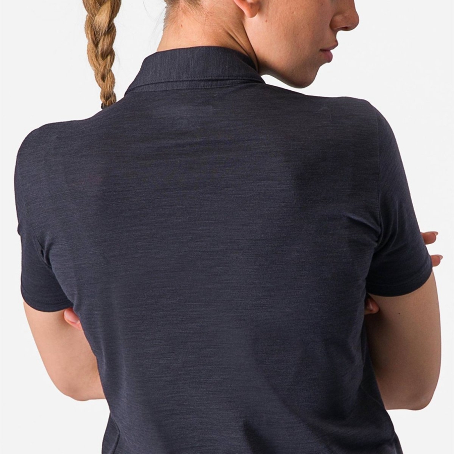 Castelli MERINO W POLO Casual Dames Zwart | AKV952768