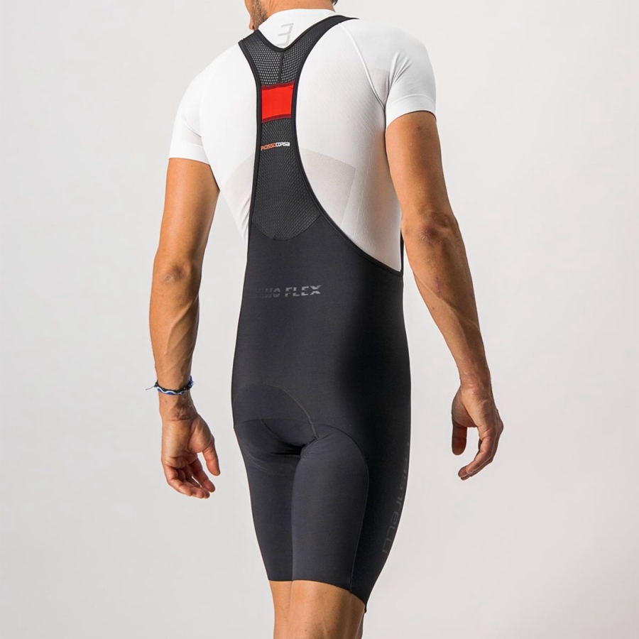 Castelli NANO FLEX PRO RACE Korte Broek Met Slabbetje Heren Zwart | WGV507239