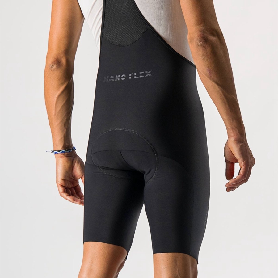 Castelli NANO FLEX PRO RACE Korte Broek Met Slabbetje Heren Zwart | WGV507239