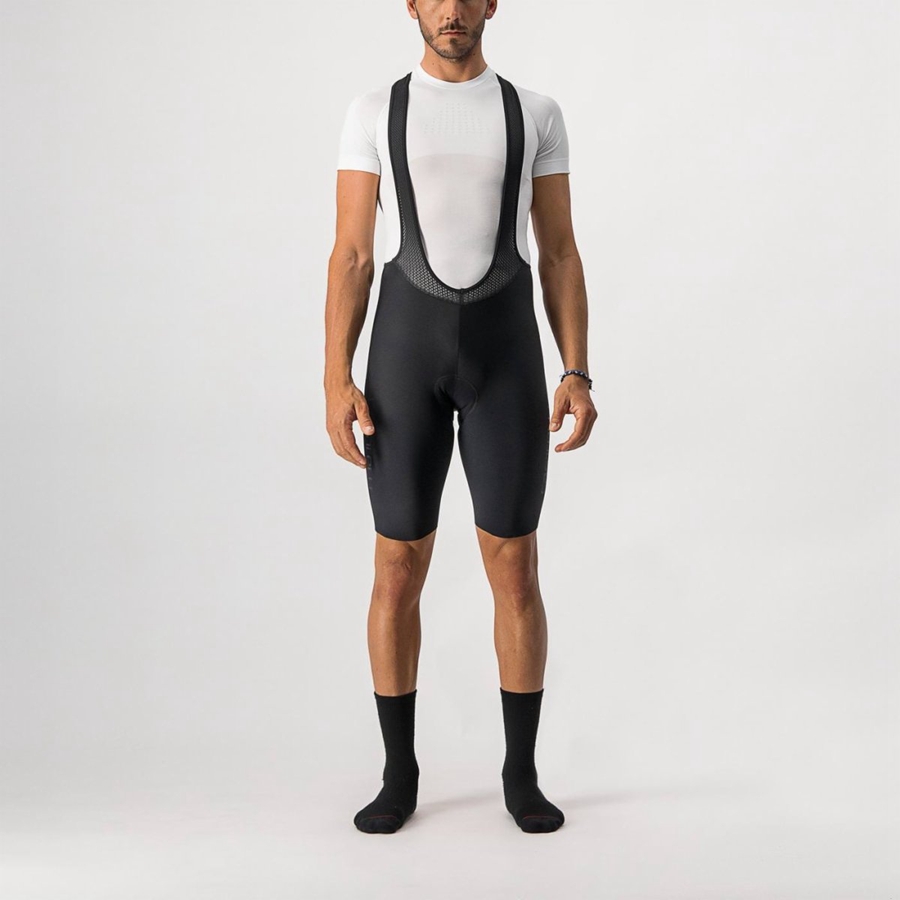 Castelli NANO FLEX PRO RACE Korte Broek Met Slabbetje Heren Zwart | WGV507239