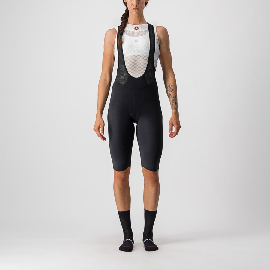 Castelli OMLOOP NANO W Korte Broek Met Slabbetje Dames Zwart | FGA951732