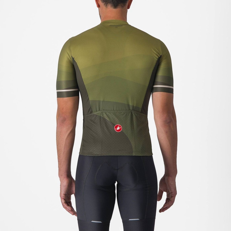 Castelli ORIZZONTE Jersey Heren Diepgroen Olijfgroen Zilver | KYI319087