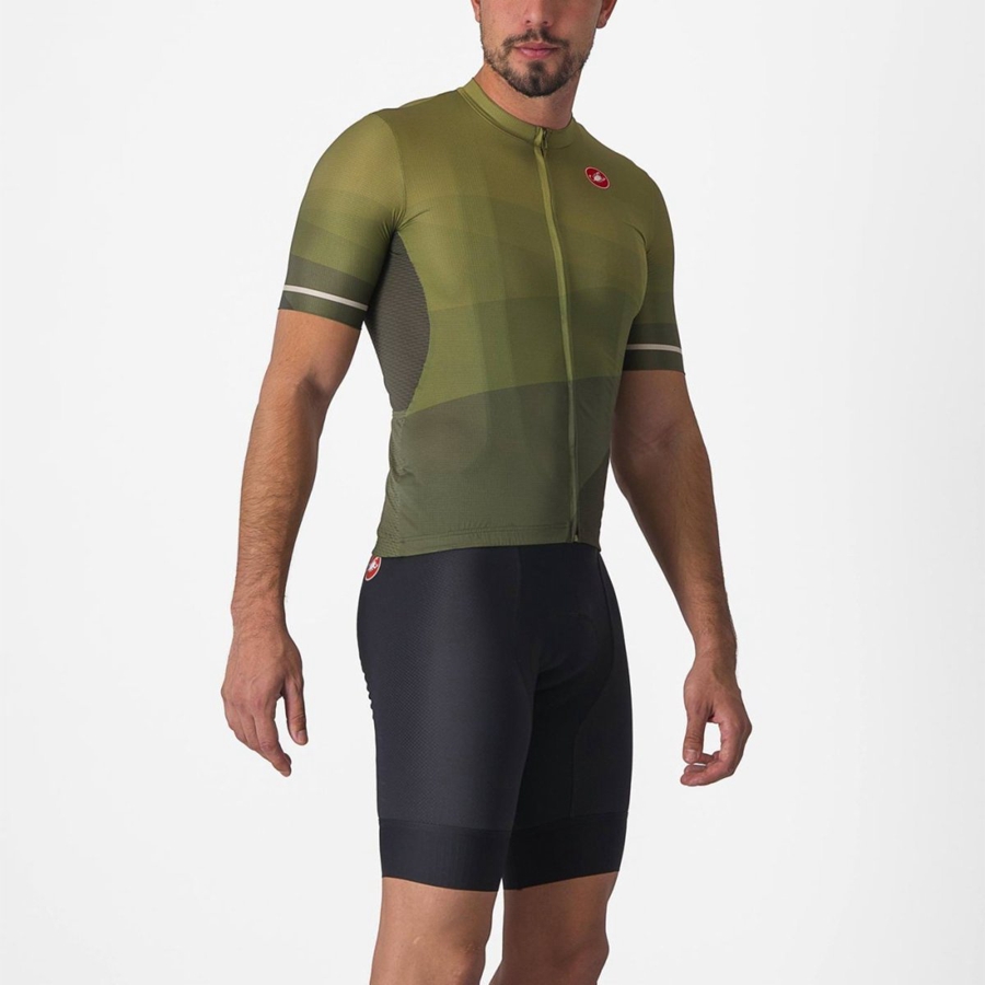 Castelli ORIZZONTE Jersey Heren Diepgroen Olijfgroen Zilver | KYI319087