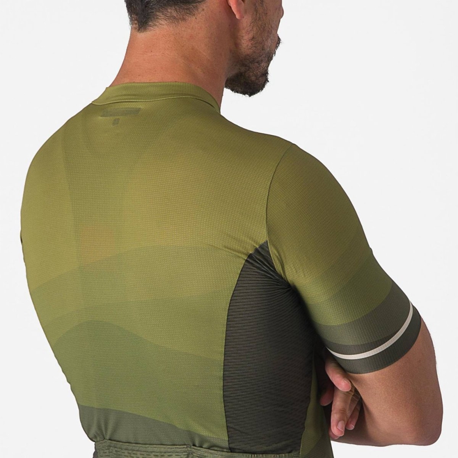 Castelli ORIZZONTE Jersey Heren Diepgroen Olijfgroen Zilver | KYI319087