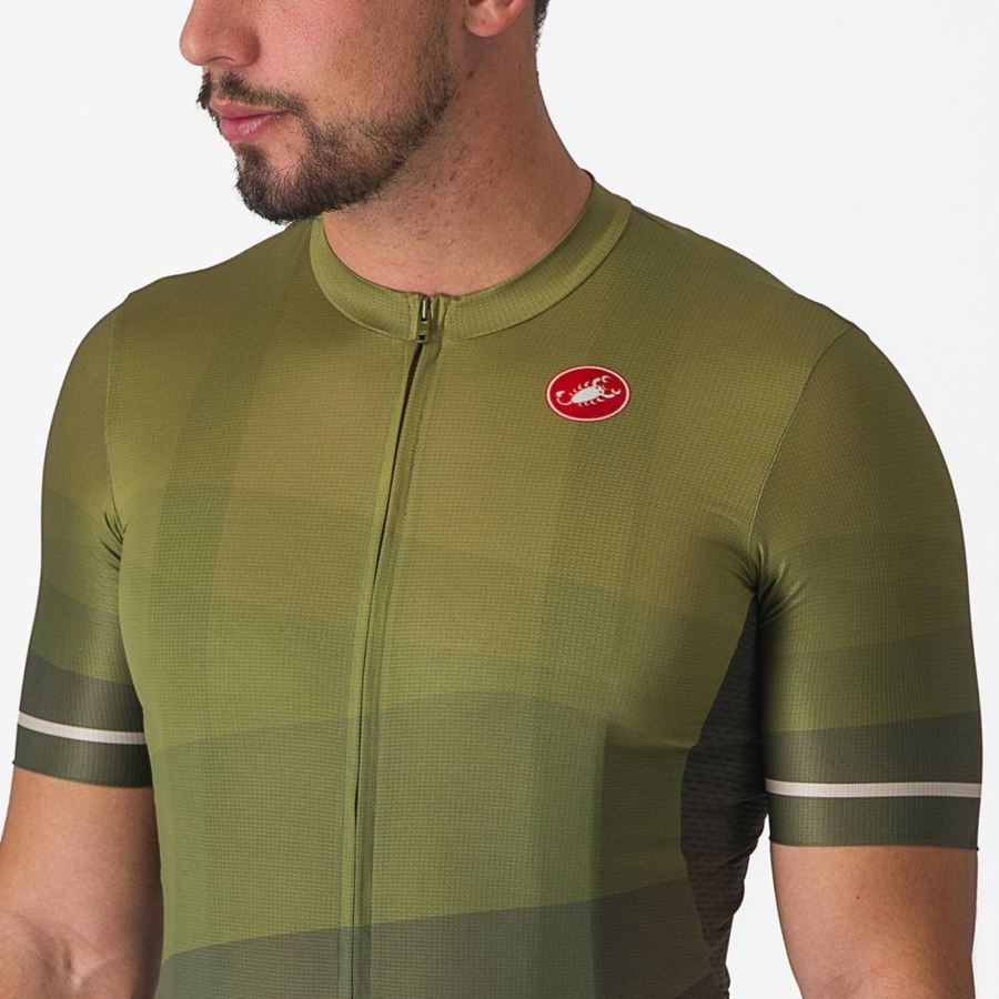 Castelli ORIZZONTE Jersey Heren Diepgroen Olijfgroen Zilver | KYI319087