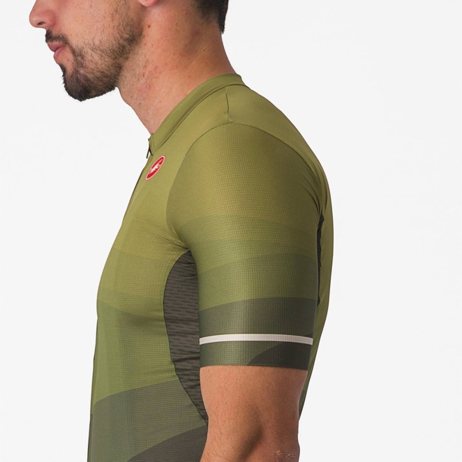 Castelli ORIZZONTE Jersey Heren Diepgroen Olijfgroen Zilver | KYI319087