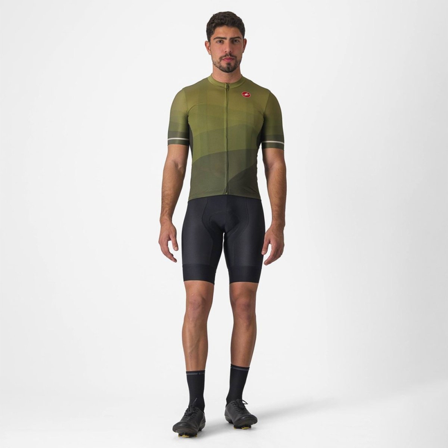 Castelli ORIZZONTE Jersey Heren Diepgroen Olijfgroen Zilver | KYI319087