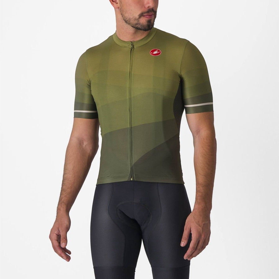 Castelli ORIZZONTE Jersey Heren Diepgroen Olijfgroen Zilver | KYI319087