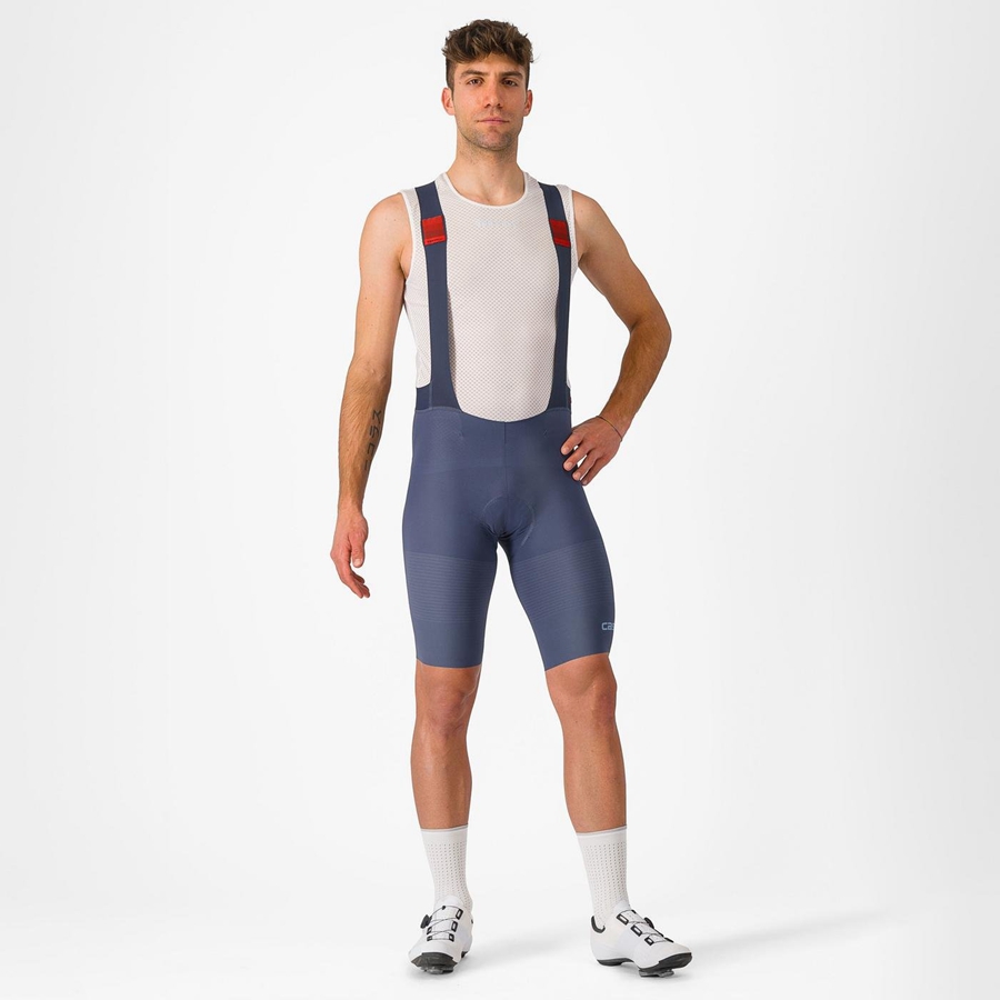 Castelli PREMIO Korte Broek Met Slabbetje Heren Blauw Grijs Blauw | OXH468152