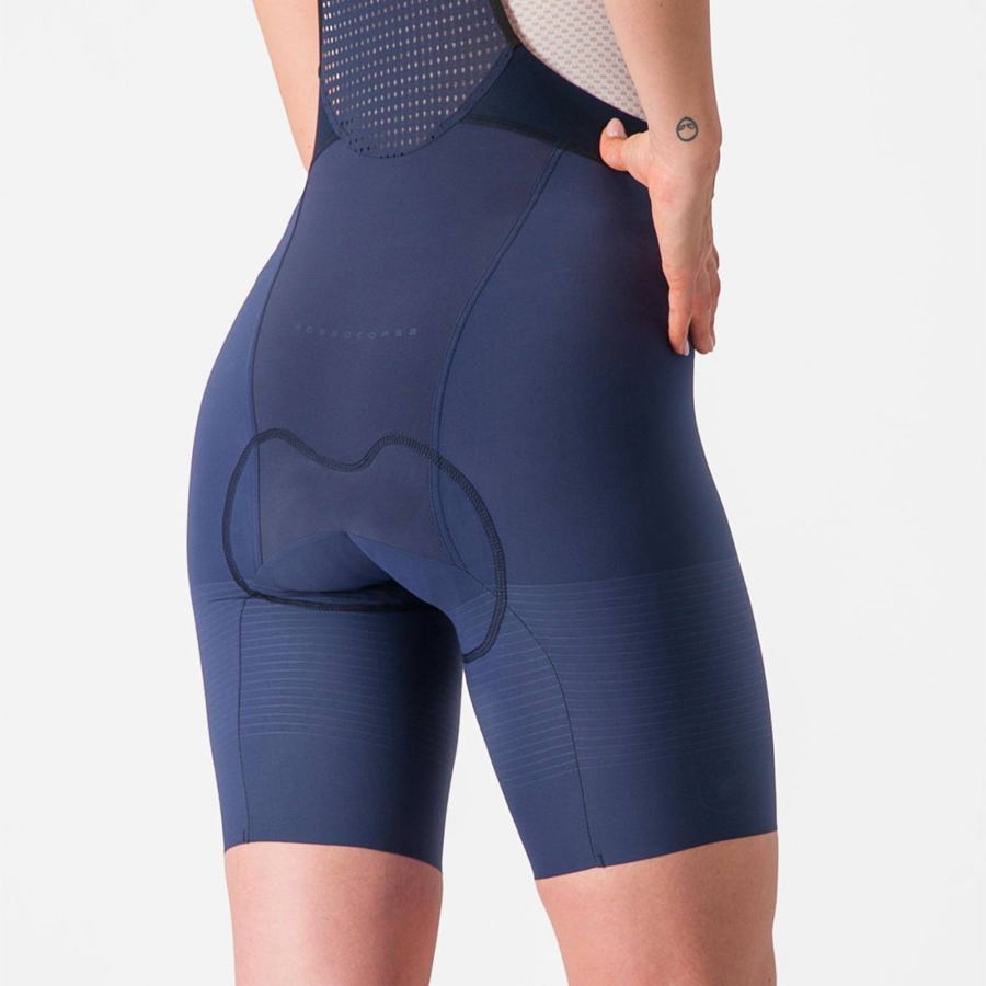 Castelli PREMIO W Korte Broek Met Slabbetje Dames Blauw Grijs Blauw | RAO631859