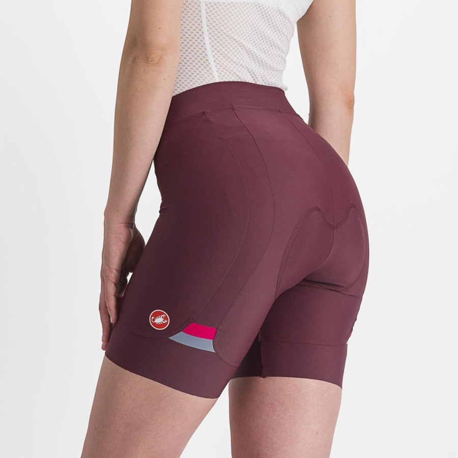 Castelli PRIMA Korte Broek Dames Diepbordeaux Rood | VNZ217845