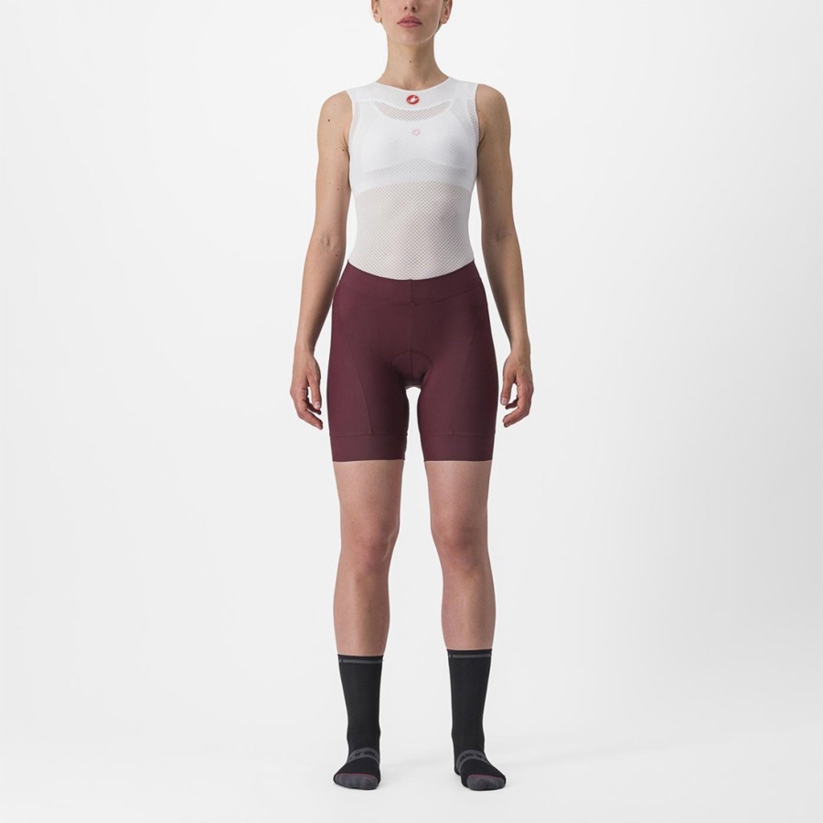 Castelli PRIMA Korte Broek Dames Diepbordeaux Rood | VNZ217845