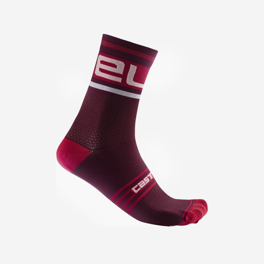 Castelli PROLOGO 15 Sokken Heren Bordeaux Wit | RIM489235