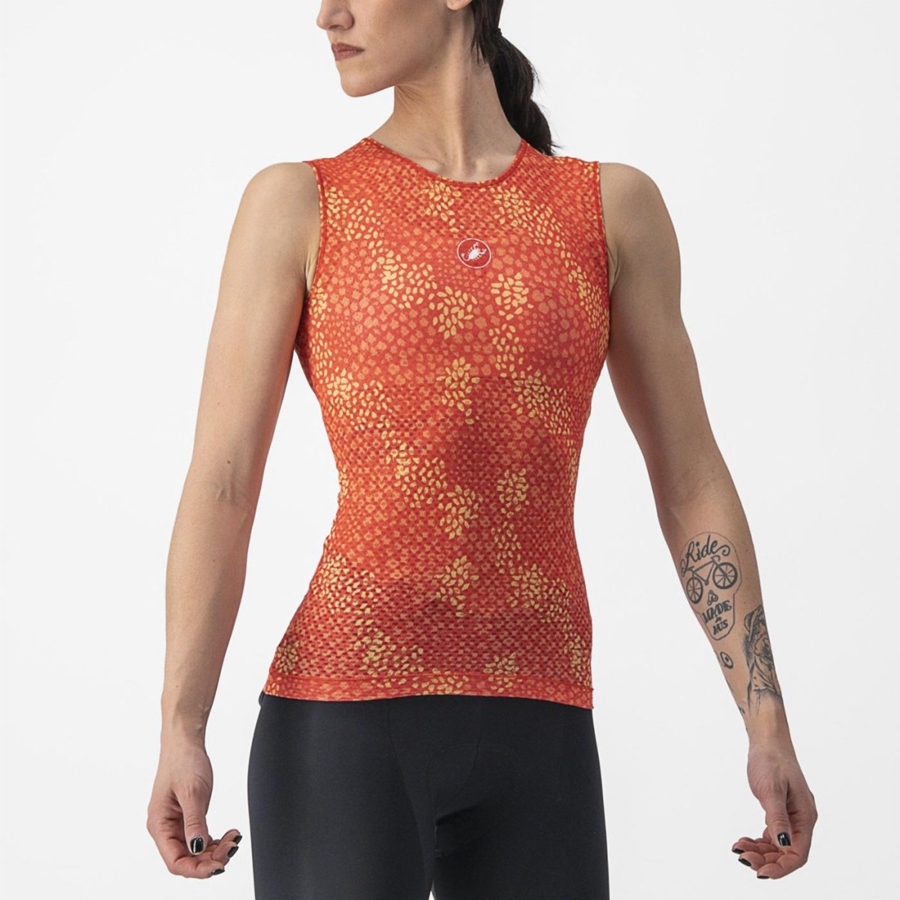 Castelli PRO MESH 4 W SLEEVELESS Basislaag Dames Oranje | VNO921087