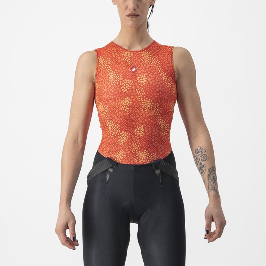 Castelli PRO MESH 4 W SLEEVELESS Basislaag Dames Oranje | VNO921087