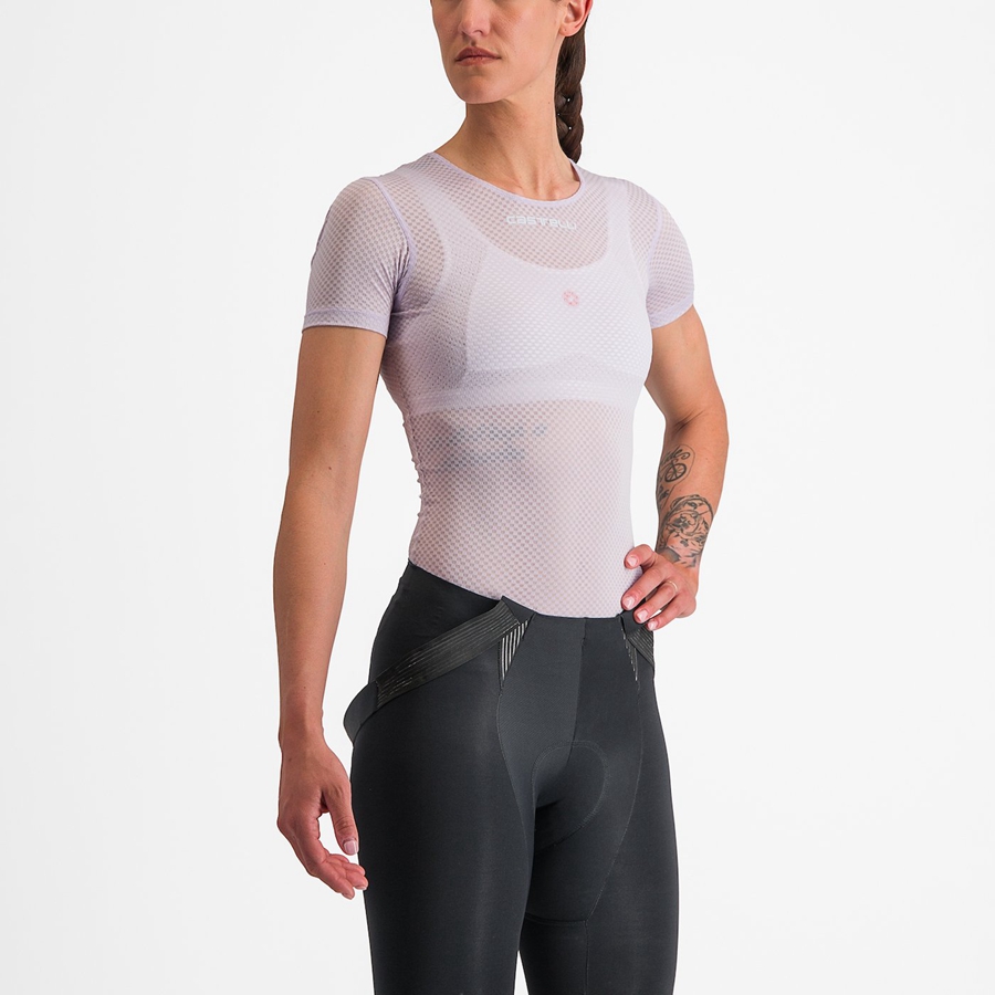 Castelli PRO MESH W SHORT SLEEVE Basislaag Dames Paars Wit | ERS012389