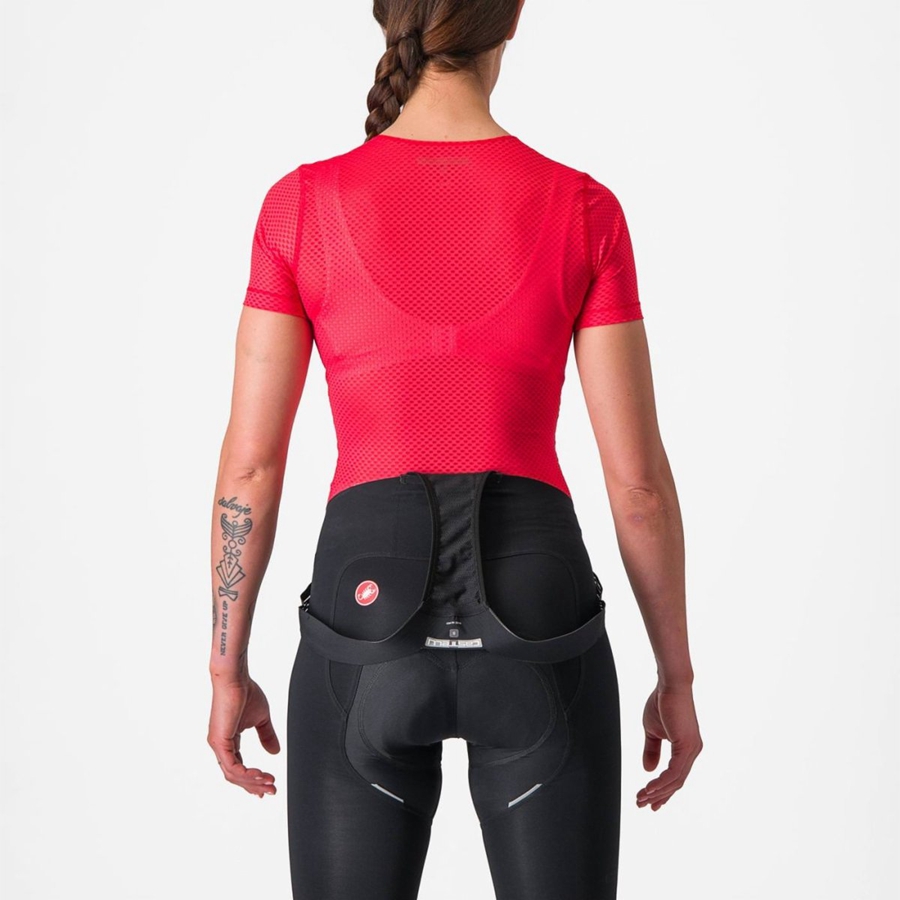 Castelli PRO MESH W SHORT SLEEVE Basislaag Dames Rood | JTO327689