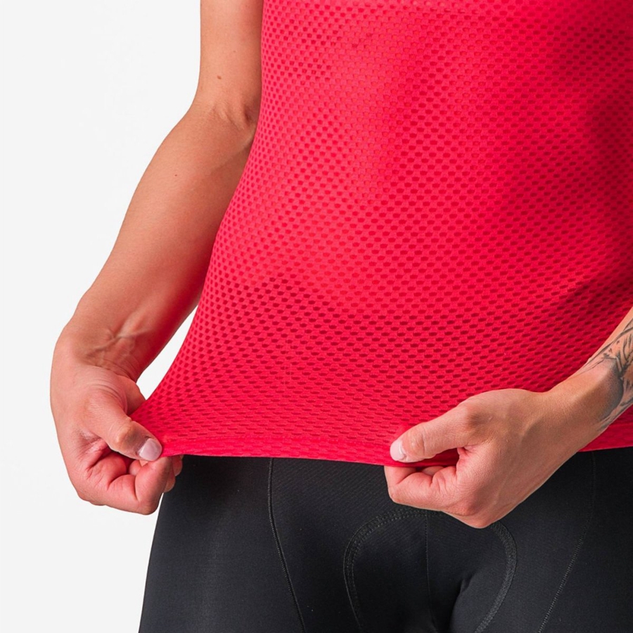 Castelli PRO MESH W SHORT SLEEVE Basislaag Dames Rood | JTO327689