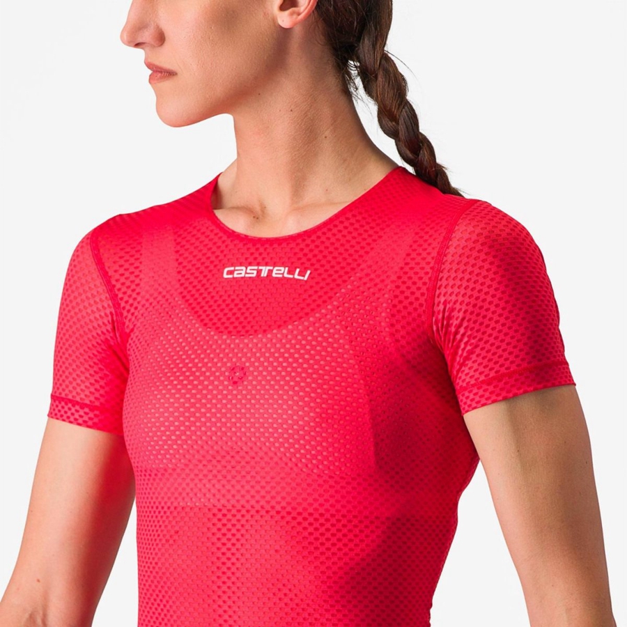 Castelli PRO MESH W SHORT SLEEVE Basislaag Dames Rood | JTO327689