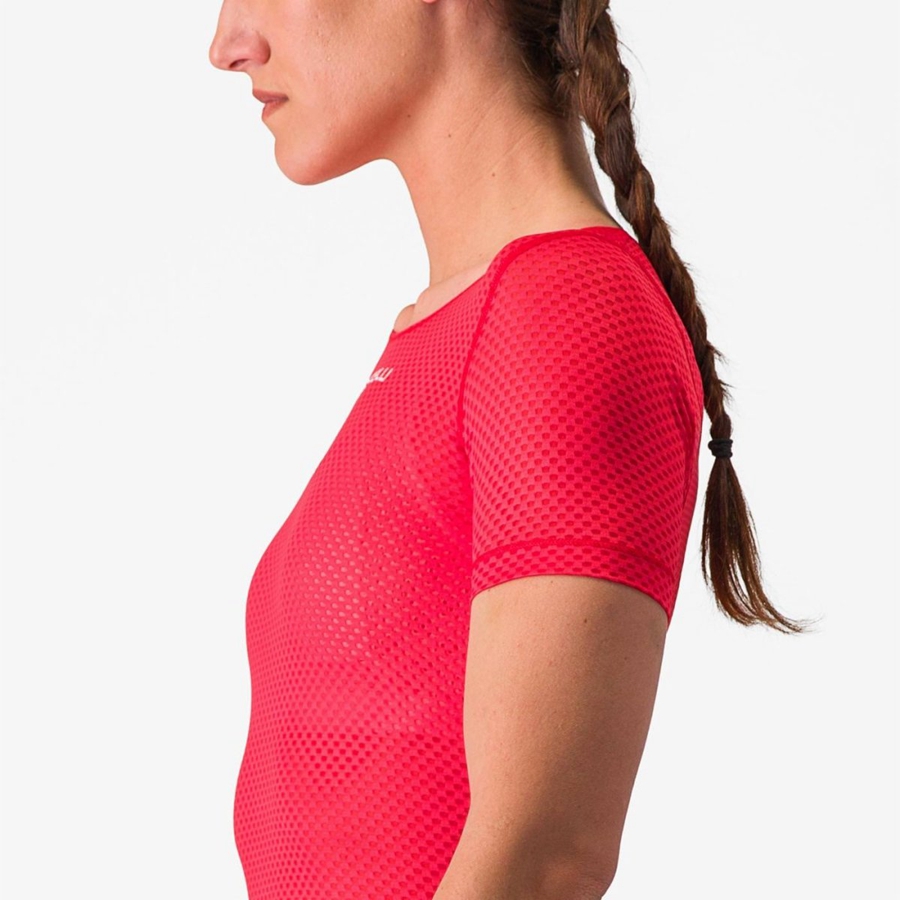 Castelli PRO MESH W SHORT SLEEVE Basislaag Dames Rood | JTO327689