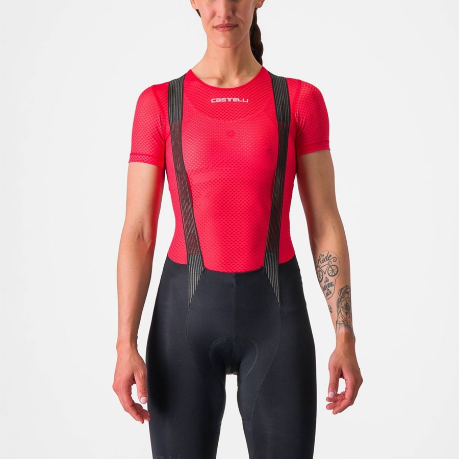 Castelli PRO MESH W SHORT SLEEVE Basislaag Dames Rood | JTO327689