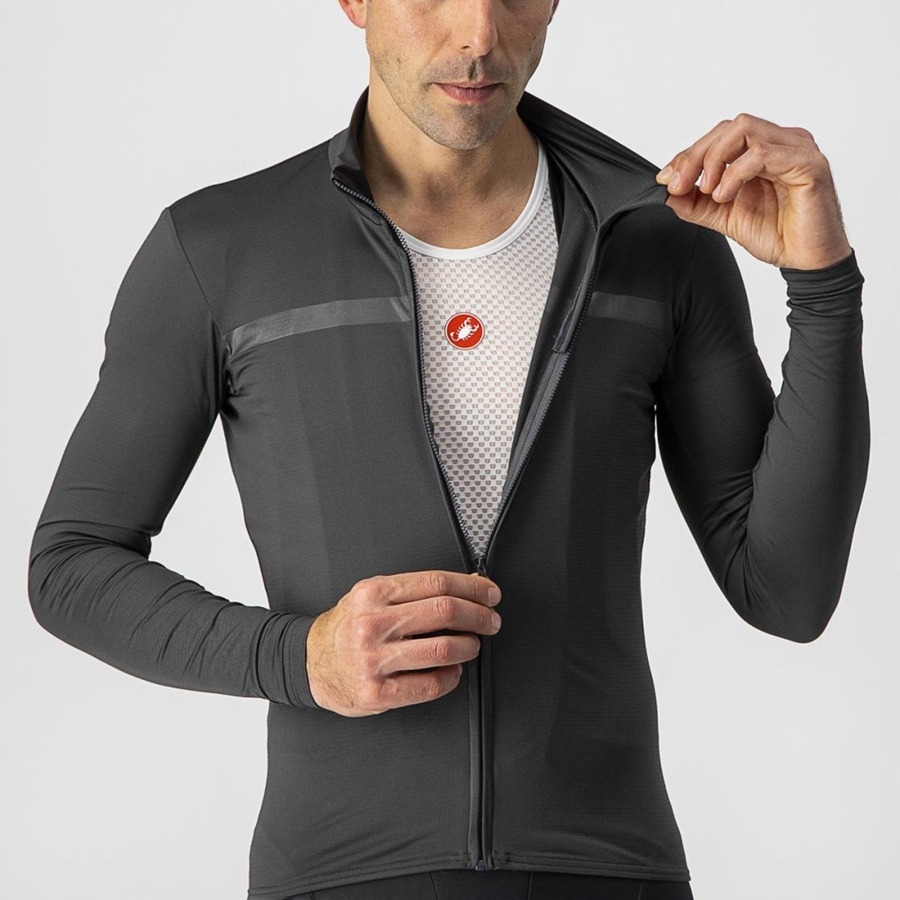 Castelli PRO THERMAL MID LS Jersey Heren Donkergrijs | CMV130986