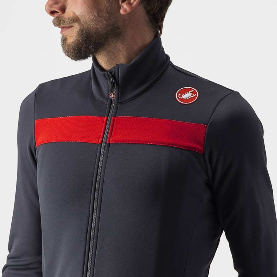 Castelli PURO 3 FZ Jersey Heren Donkergrijs Rood | HSO637294