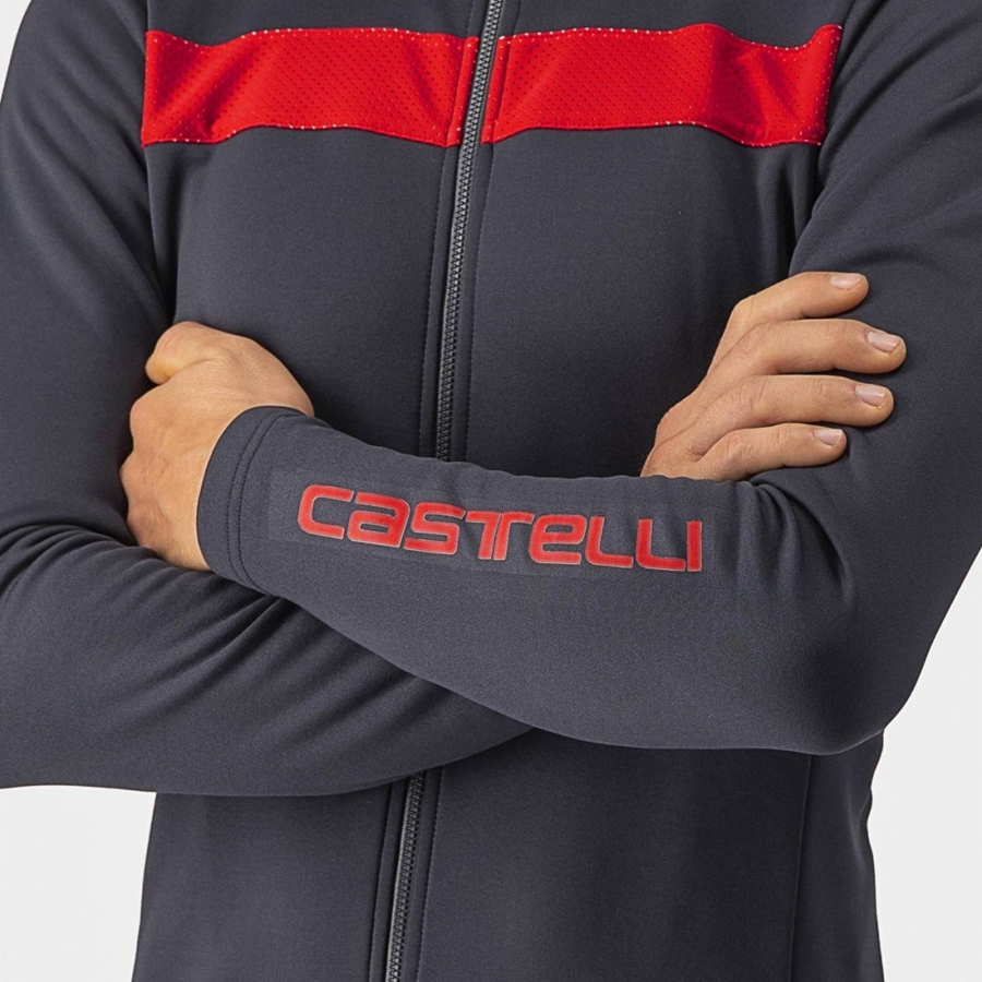 Castelli PURO 3 FZ Jersey Heren Donkergrijs Rood | HSO637294