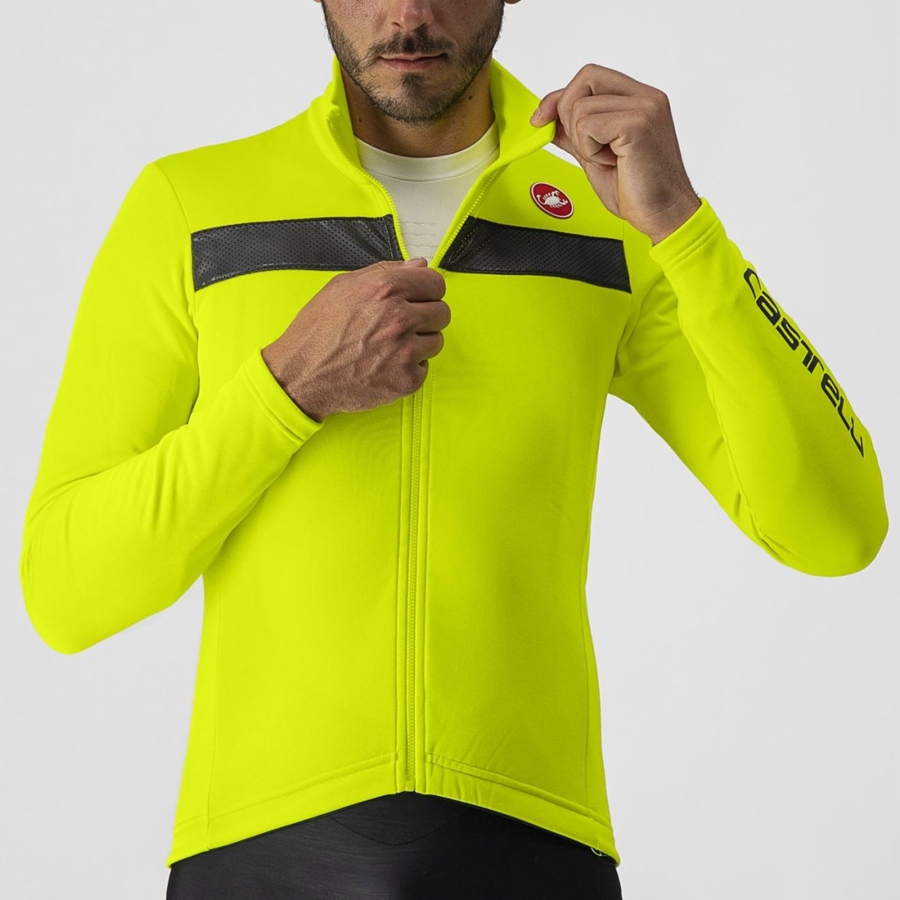 Castelli PURO 3 FZ Jersey Heren Lichtgroen Zilver | PWO406931