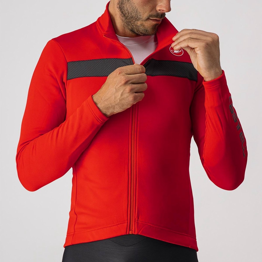 Castelli PURO 3 FZ Jersey Heren Rood Zwart | SKJ162397