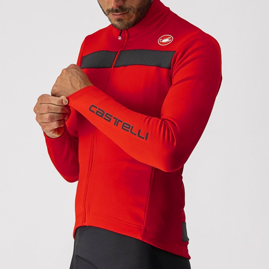 Castelli PURO 3 FZ Jersey Heren Rood Zwart | SKJ162397