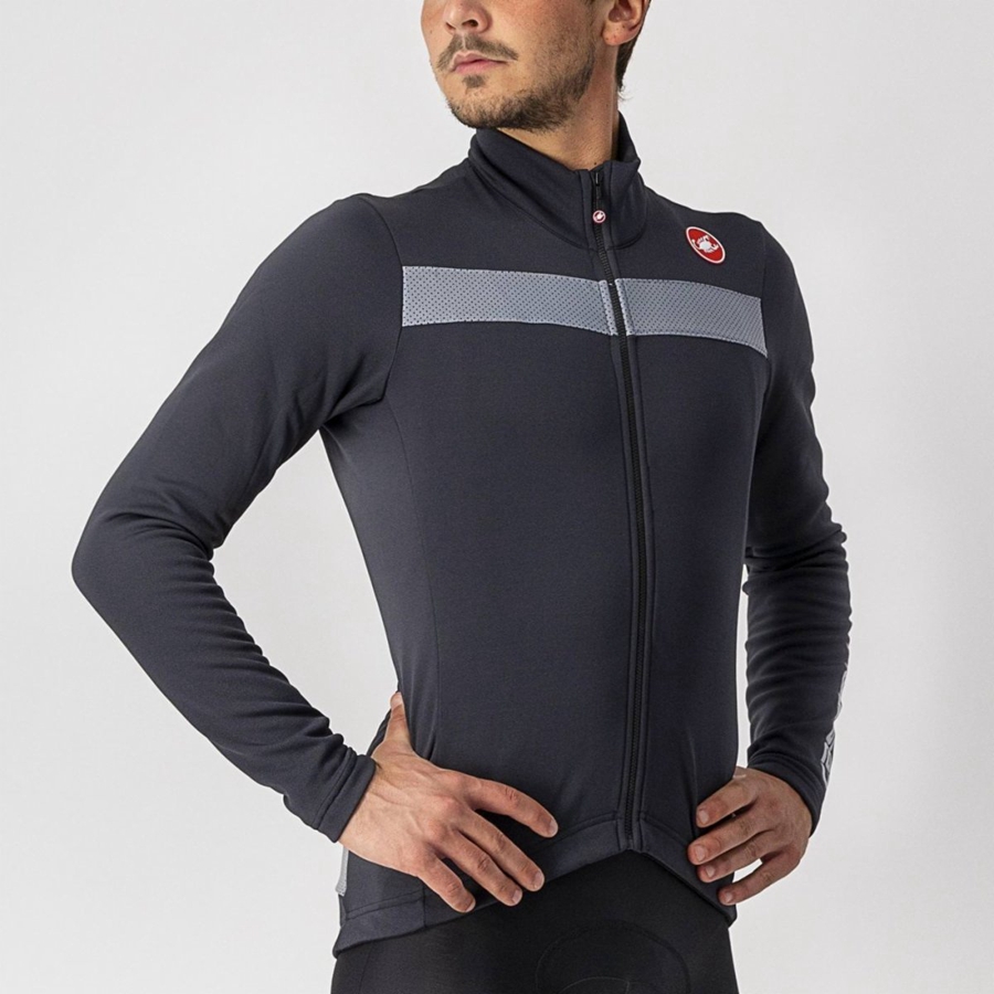 Castelli PURO 3 FZ Jersey Heren Zwart Zilver | PYT245670