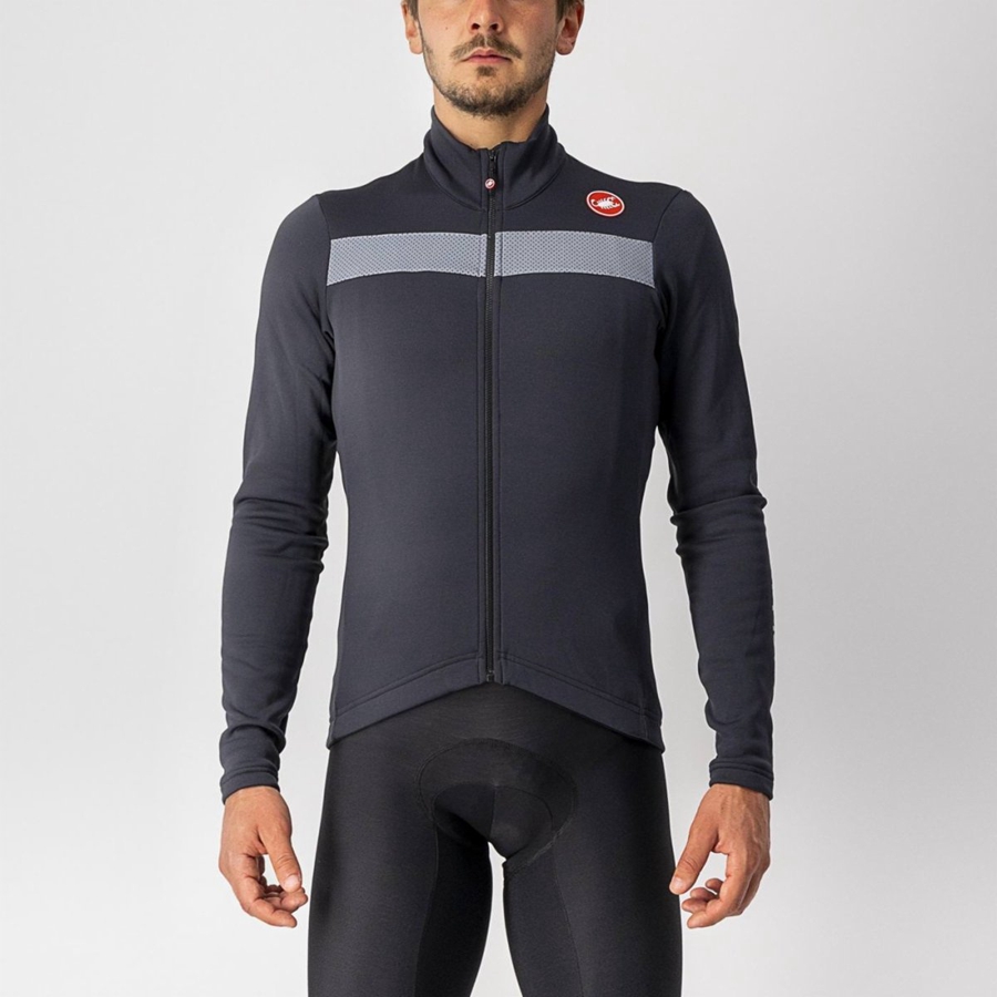 Castelli PURO 3 FZ Jersey Heren Zwart Zilver | PYT245670