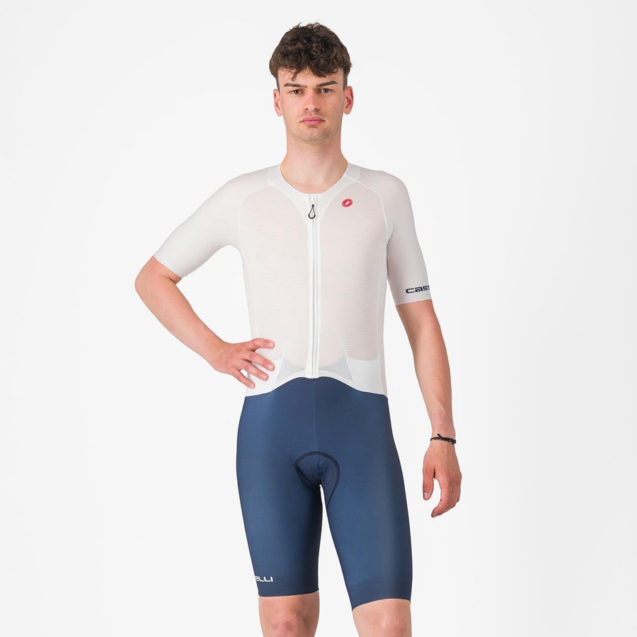 Castelli SANREMO BTW X2 Snelheidspak Heren Wit Blauw | URD378602