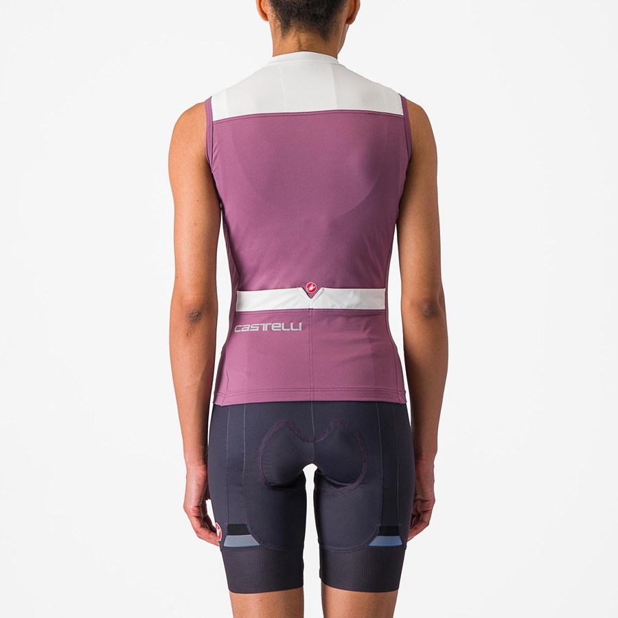 Castelli SOLARIS SLEEVELESS Jersey Dames Dieppaars Wit | TID047591