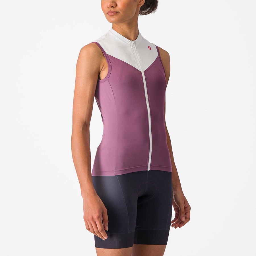 Castelli SOLARIS SLEEVELESS Jersey Dames Dieppaars Wit | TID047591